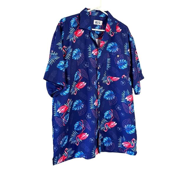 UZZI Amphibious Gear Men’s Size XL Pink Flamingo Button Down Short Sleeve Shirt - Picture 6 of 6